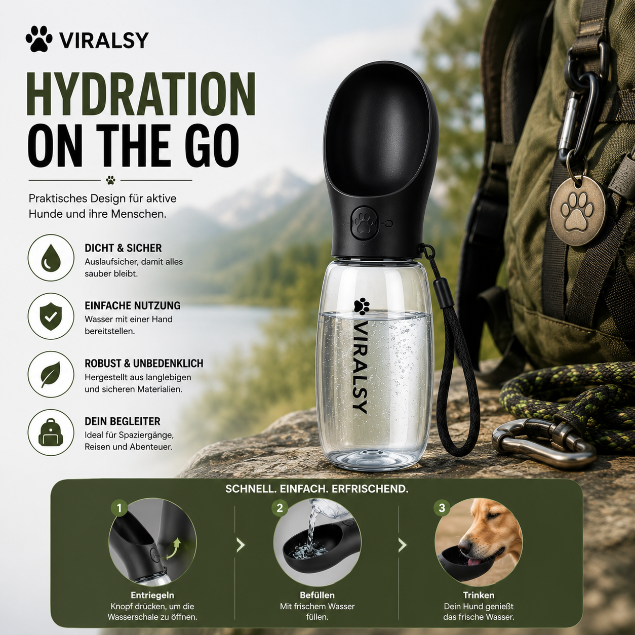 VIRALSY™ Tragbare Hundetrinkflasche